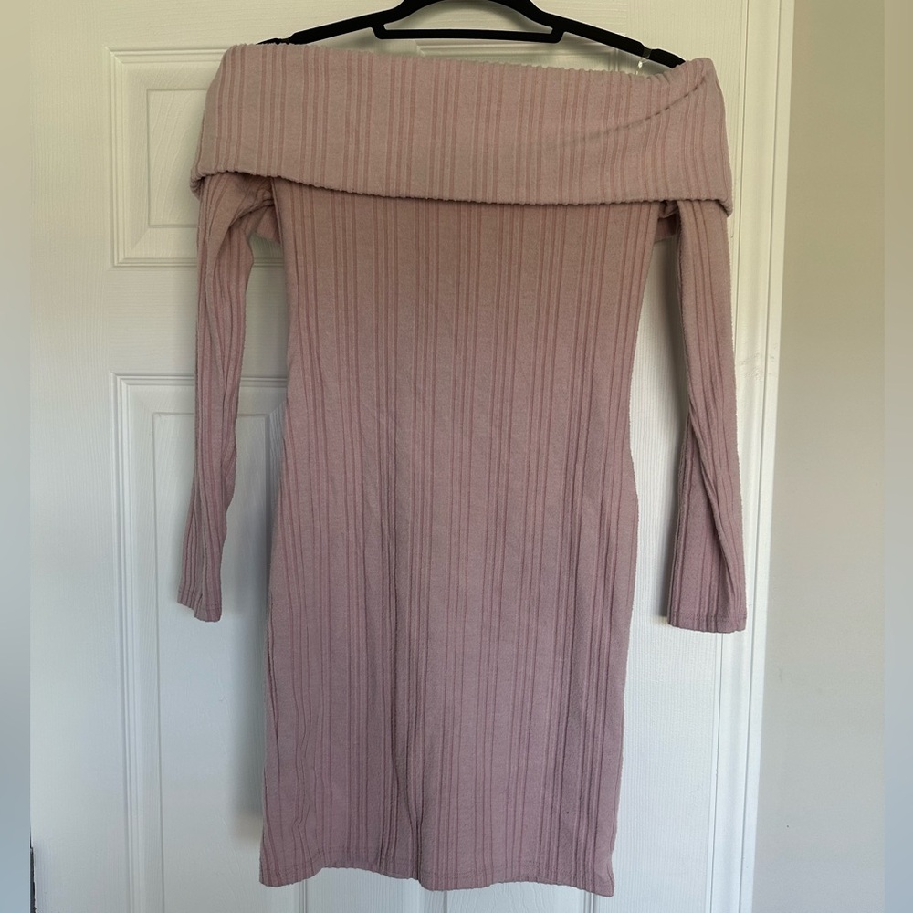 Off shoulder sweater dress